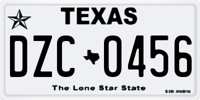 TX license plate DZC0456