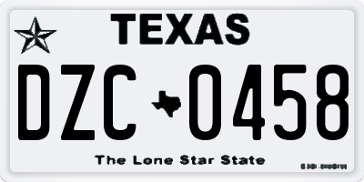 TX license plate DZC0458