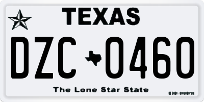 TX license plate DZC0460