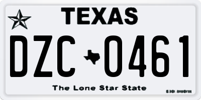 TX license plate DZC0461