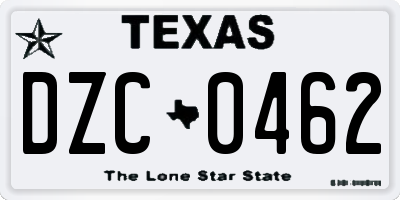 TX license plate DZC0462