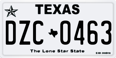 TX license plate DZC0463