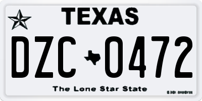 TX license plate DZC0472