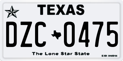 TX license plate DZC0475