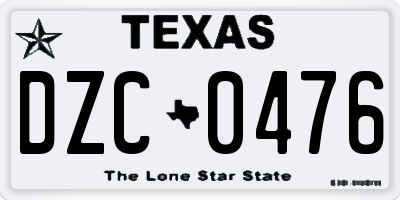 TX license plate DZC0476