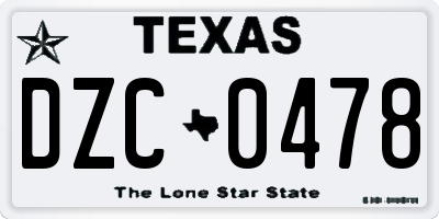 TX license plate DZC0478