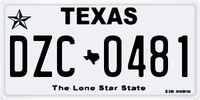 TX license plate DZC0481