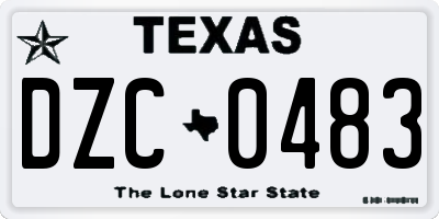 TX license plate DZC0483