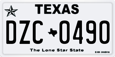 TX license plate DZC0490
