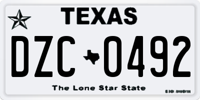 TX license plate DZC0492