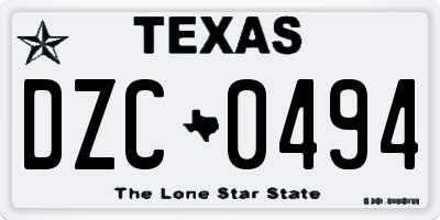 TX license plate DZC0494