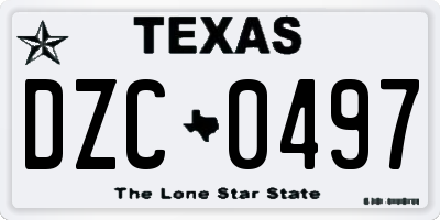 TX license plate DZC0497