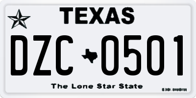 TX license plate DZC0501