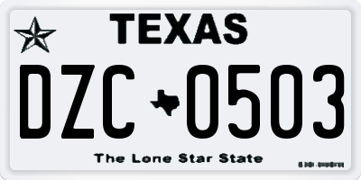 TX license plate DZC0503
