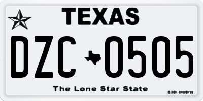 TX license plate DZC0505