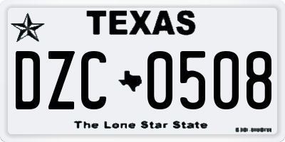 TX license plate DZC0508