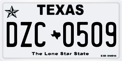 TX license plate DZC0509
