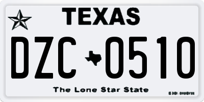 TX license plate DZC0510