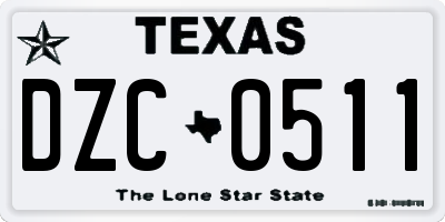 TX license plate DZC0511
