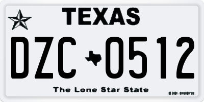 TX license plate DZC0512