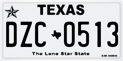 TX license plate DZC0513