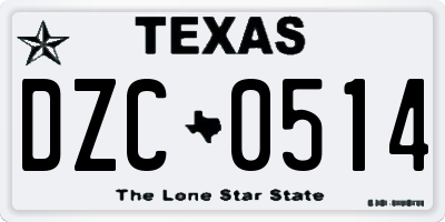 TX license plate DZC0514