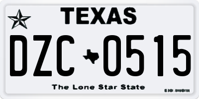 TX license plate DZC0515