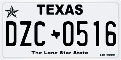 TX license plate DZC0516