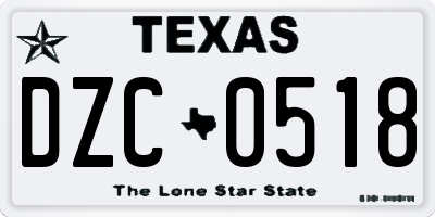 TX license plate DZC0518