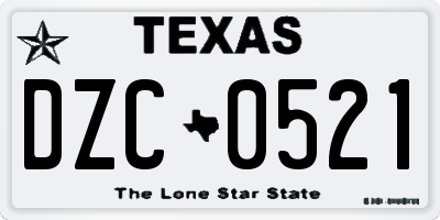 TX license plate DZC0521