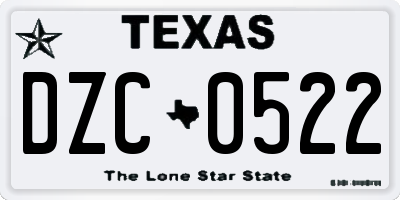 TX license plate DZC0522