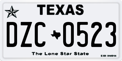 TX license plate DZC0523