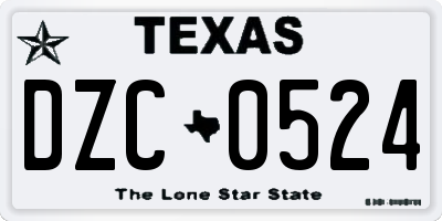 TX license plate DZC0524
