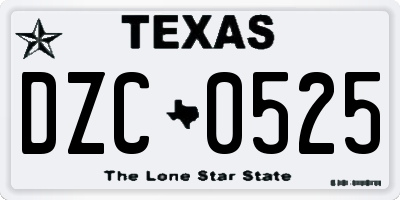 TX license plate DZC0525