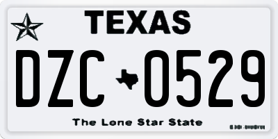 TX license plate DZC0529