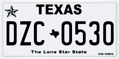 TX license plate DZC0530