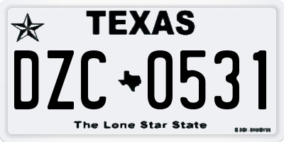TX license plate DZC0531