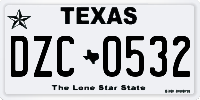 TX license plate DZC0532