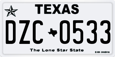 TX license plate DZC0533