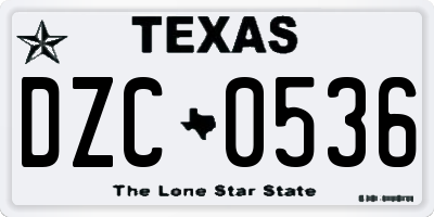TX license plate DZC0536
