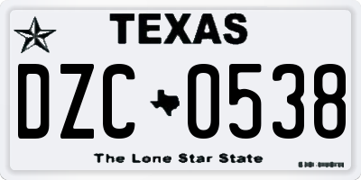 TX license plate DZC0538