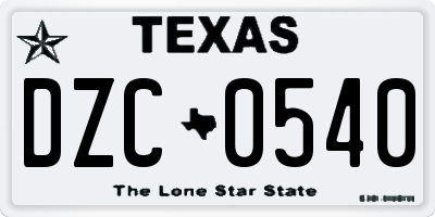 TX license plate DZC0540