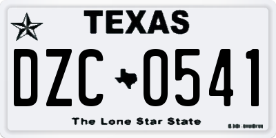 TX license plate DZC0541
