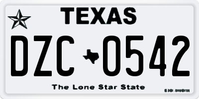 TX license plate DZC0542