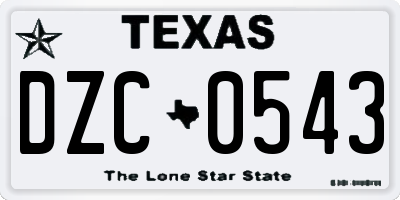 TX license plate DZC0543