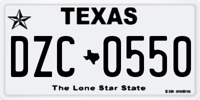 TX license plate DZC0550