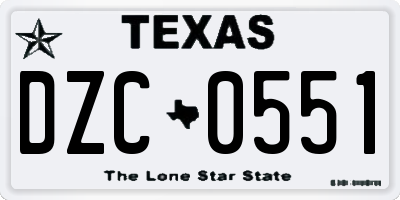 TX license plate DZC0551