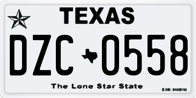 TX license plate DZC0558