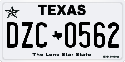 TX license plate DZC0562