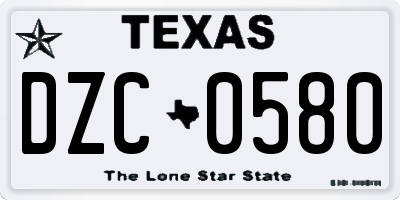TX license plate DZC0580